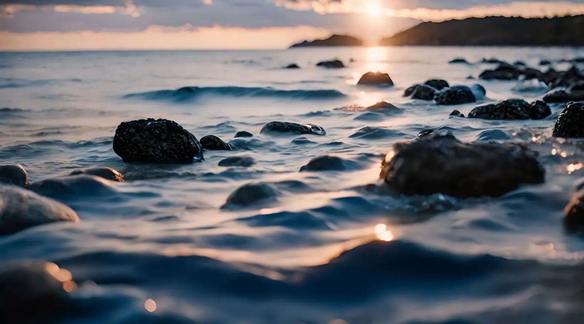 Peaceful Sunset Waves Relaxation Stock Video